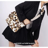 Leopard Pattern Messenger Bag Soft Plush Furry Shoulder Bags