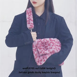 Leopard Pattern Messenger Bag Soft Plush Furry Shoulder Bags