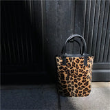Leopard Pattern Women Shoulder Bags Faux Fur Small Purse Handbags