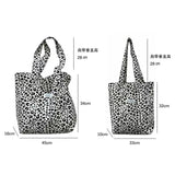 Leopard Print Canvas Shoulder Bag Women's Casual Large Capacity Shopping Bag