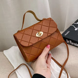 Vintage Lingge Small Messenger Bag for Women Shoulder Bag Girls Casual Tote