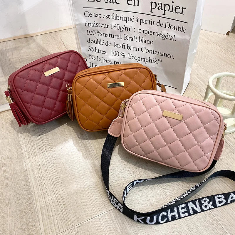 Vintage Small Square Bag Shoulder Bag Solid PU Leather Mini Zipper Handbag