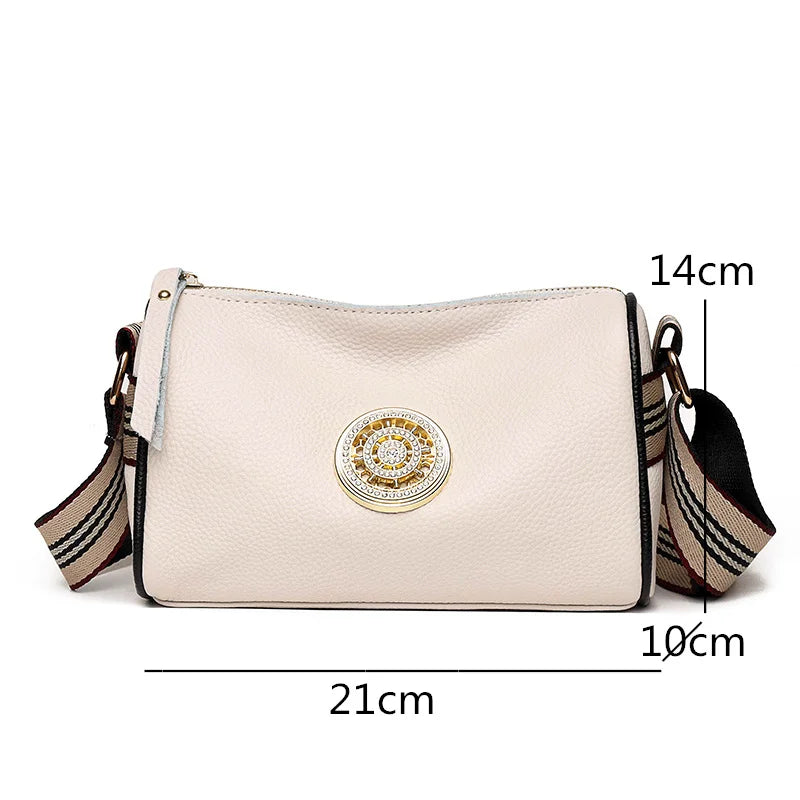 Vintage Litchi Leather Shoulder Bag Small Handbag