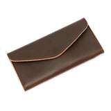 Vintage Long Men's Wallet Cow Leather Phone Purse Money Bag Brown