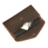 Vintage Long Men's Wallet Cow Leather Phone Purse Money Bag Brown