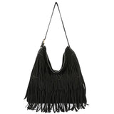 Vintage Long Tassels Crossbody Bag Scrub Leather Shoulder Messenger Handbag
