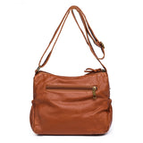 Vintage Leather Handbags Women Shoulder Bags Large Capacity Multilayer Pocket