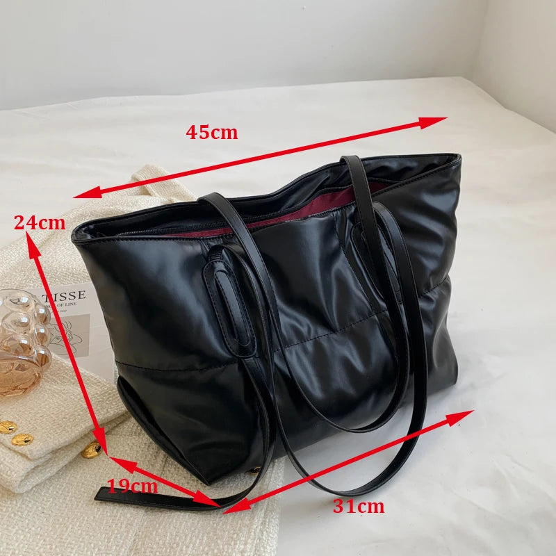 Vintage Quilted Crossbody Handbag - Large Capacity PU Leather Shoulder Bag
