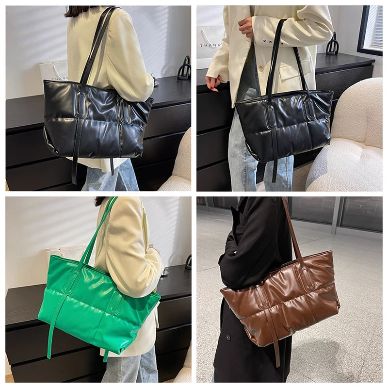 Vintage Quilted Crossbody Handbag - Large Capacity PU Leather Shoulder Bag