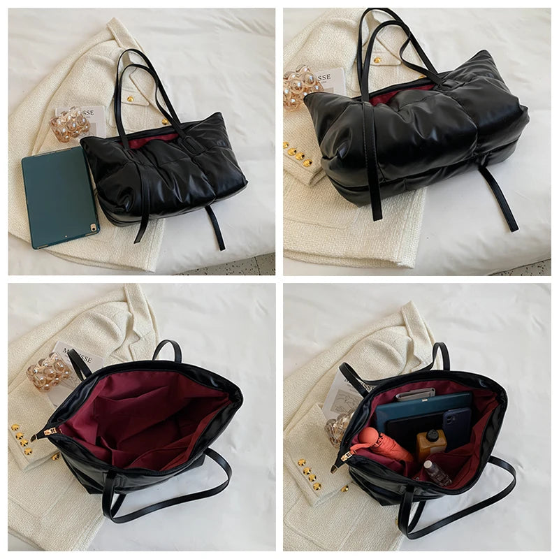 Vintage Quilted Crossbody Handbag - Large Capacity PU Leather Shoulder Bag