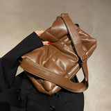 Vintage Quilted Messenger Bag Large Capacity Crossbody Handbag