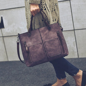 Vintage Leather Totes Bag Women Handbag Winter Bolsa