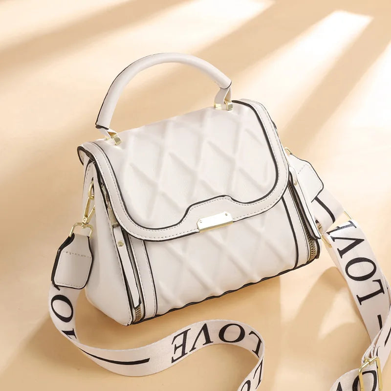Plaid Leather Crossbody Bag for Women