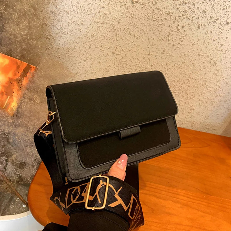 Vintage Ladies Small Crossbody Shoulder Bag Contrast Leather Messenger Purse