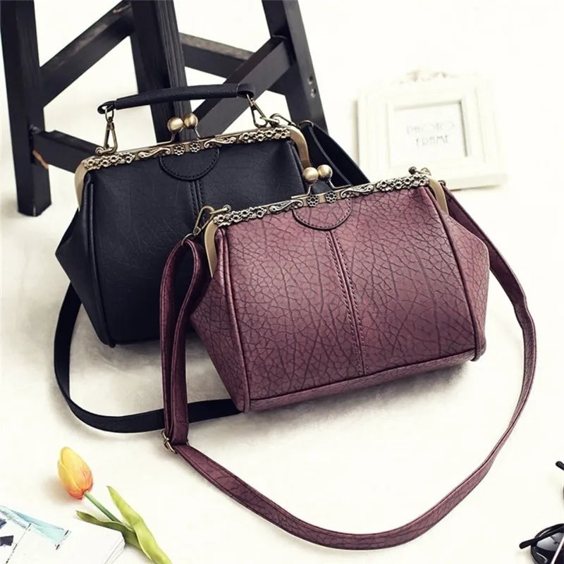 Vintage Women's Shoulder Bags Retro PU Leather Crossbody Tote Handbag