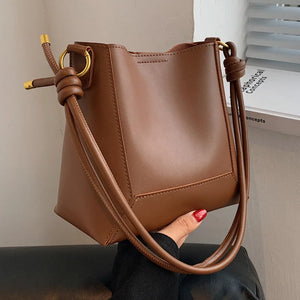 Vintage Women Handbags Soft Leather Bucket Bag Ladies Large Capacity