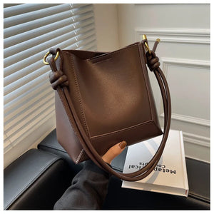 Vintage Women Handbags Soft Leather Bucket Bag Ladies Large Capacity