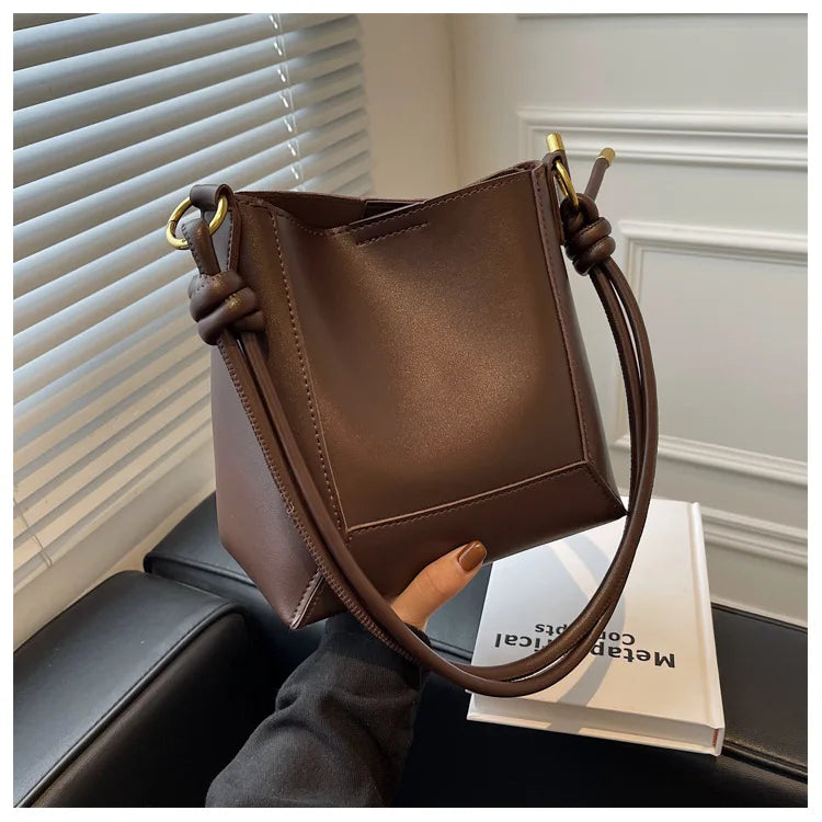 Vintage Women Handbags Soft Leather Bucket Bag Ladies Large Capacity