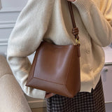 Vintage Women Handbags Soft Leather Bucket Bag Ladies Large Capacity