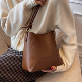 Vintage Women Handbags Soft Leather Bucket Bag Ladies Large Capacity