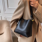Vintage Women Handbags Soft Leather Bucket Bag Ladies Large Capacity