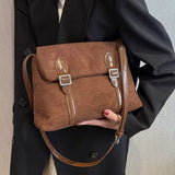 Vintage Postman Bag Frosted PU Leather Women's Shoulder Bag