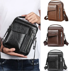 Vintage Men Crossbody Bag Small Casual PU Leather Handbag