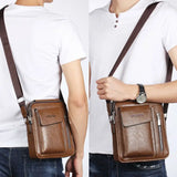 Vintage Men Crossbody Bag Small Casual PU Leather Handbag