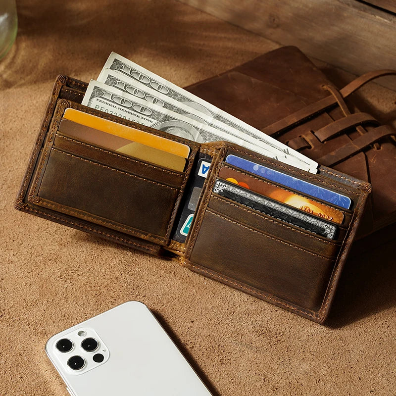 Vintage Men Leather Wallet Money Clip Credit Card Purses