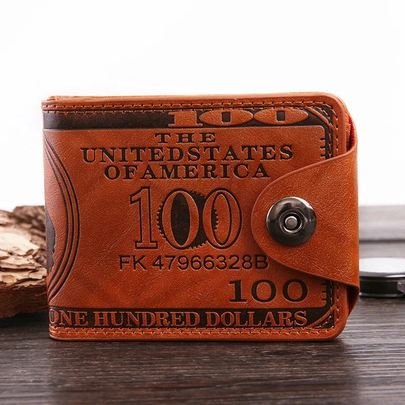 Vintage Men Leather Wallet - Magnetic Money Clip