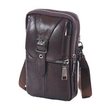 Vintage Men Waist Fanny Pack Cowhide Leather Shoulder Crossbody Bag