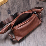 Vintage Leather Waist Bag Men Fanny Pack Belt Bag Travel Chest
