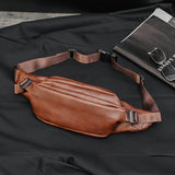 Vintage Leather Waist Bag Men Fanny Pack Belt Bag Travel Chest