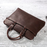 Vintage Men's Briefcase Laptop Handbag Business Tote Waterproof Leather Bag