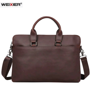 Vintage Men's Briefcase Laptop Handbag Business Tote Waterproof Leather Bag