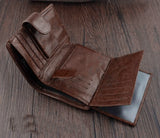 Men's Leather Trifold Wallet with Key Chain