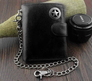 Men's Leather Trifold Wallet with Key Chain