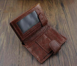 Men's Leather Trifold Wallet with Key Chain