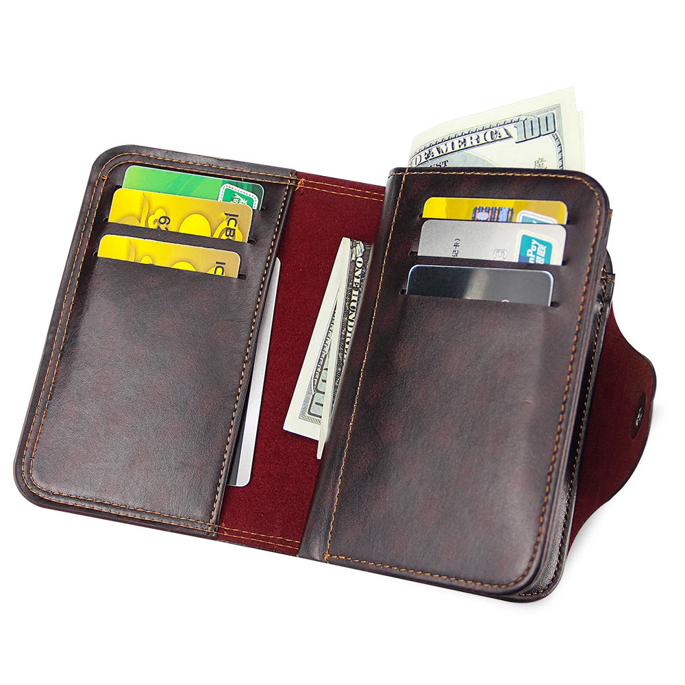 Vintage Men's Wallet Magnet Hook Three Fold Wallets For Man