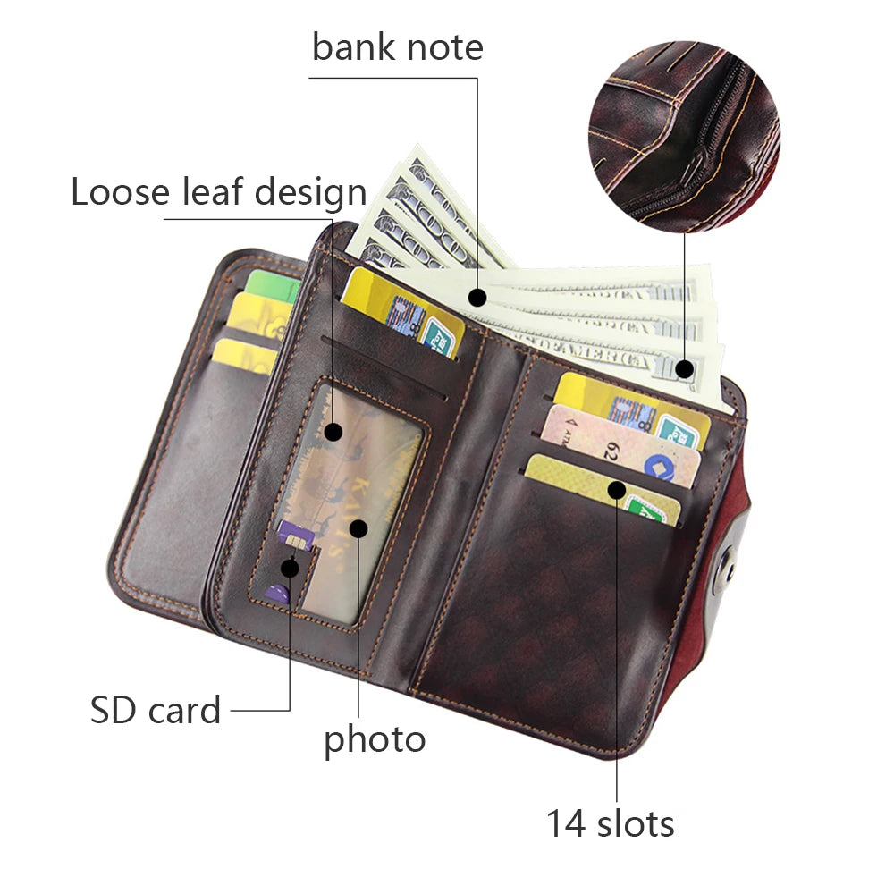 Vintage Men's Wallet Magnet Hook Three Fold Wallets For Man