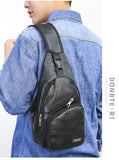 Vintage Mens PU Leather Shoulder Bags Travel Storage Bag Male Chest Pack