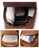 Vintage Mens PU Leather Shoulder Bags Travel Storage Bag Male Chest Pack