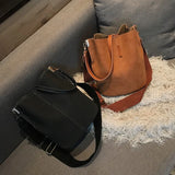 Vintage Messenger Bag Women's Large Capacity Matte Pu Leather Tote Bag