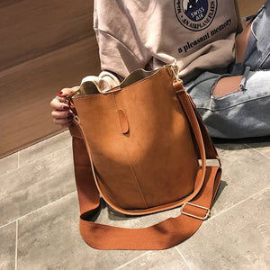 Vintage Messenger Bag Women's Large Capacity Matte Pu Leather Tote Bag