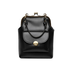 Vintage Metal Buckle Clip Women PU Leather Crossbody Bag