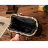 Vintage Metal Buckle Clip Women PU Leather Crossbody Bag