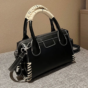 Vintage Mini Top Handle Crossbody Bag for Women - Winter PU Leather Handbag