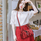 Vintage Motorcycle Bags Women's Solid Neutral One Shoulder Messenger Bag