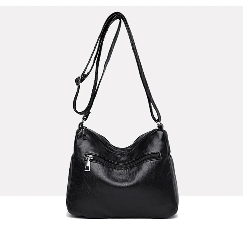 Vintage Multifunction Shoulder Bag Female PU Leather Crossbody Bag