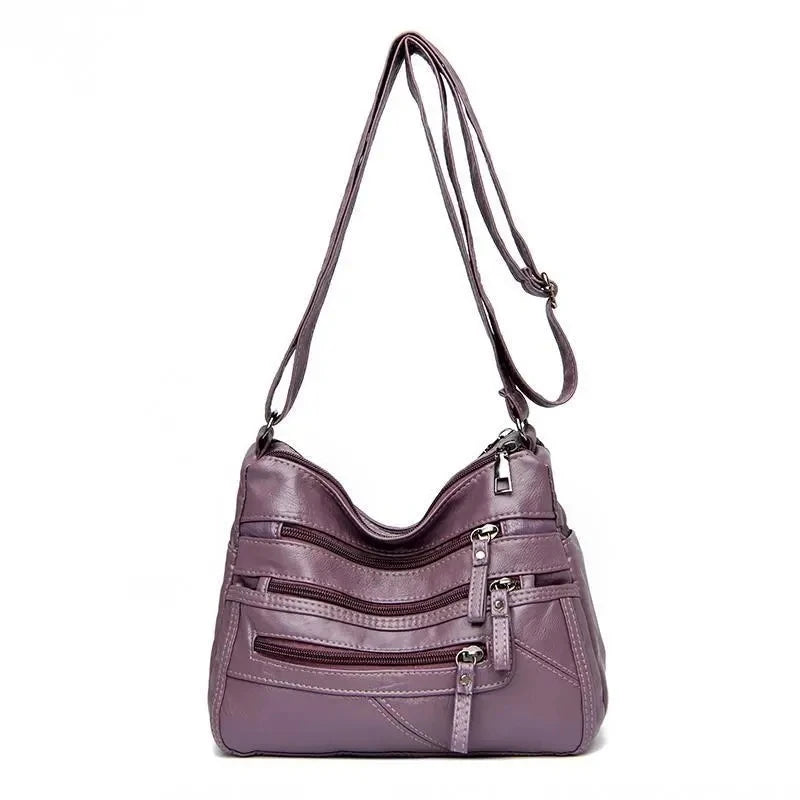 Vintage Multifunction Shoulder Bag Female PU Leather Crossbody Bag